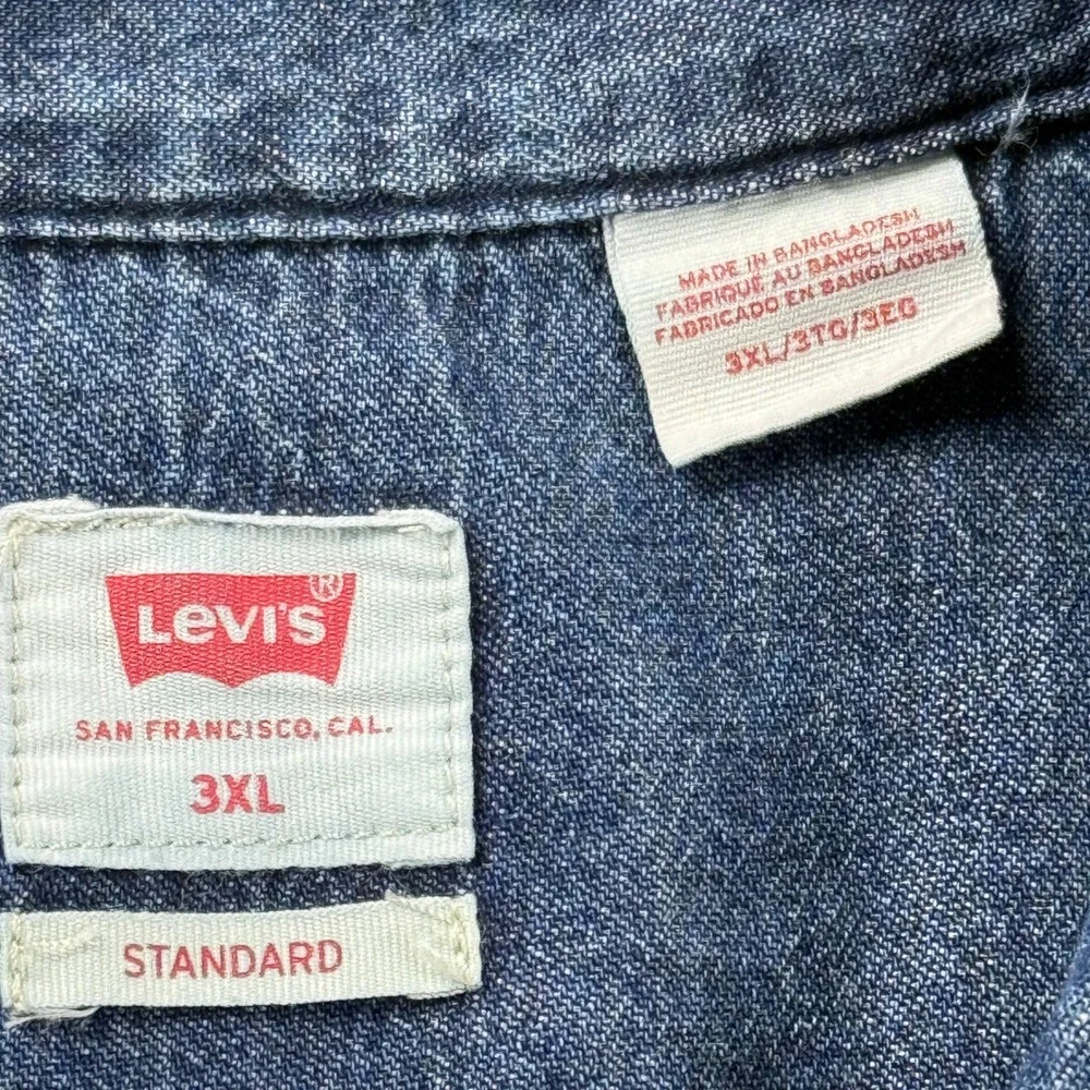 Levis Denim Shirt Mens Size 3XL Blue Pearl Snap Cowboy Western Standard Fit